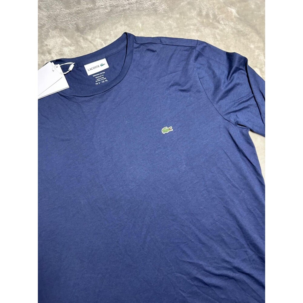 Lacoste Crewneck Shirt Men Size 6 XL Navy Blue Long Sleeve Cotton New